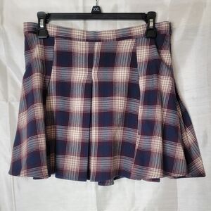 SO Pleated Plaid Skirt - Red, Blue and White